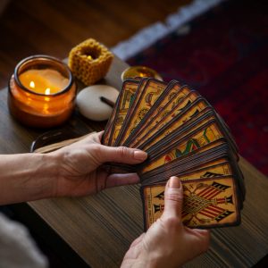 high-angle-woman-reading-tarot